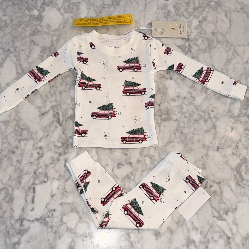 NWT PETIT LEM FESTIVE CHRISTMAS TREE PJ SET